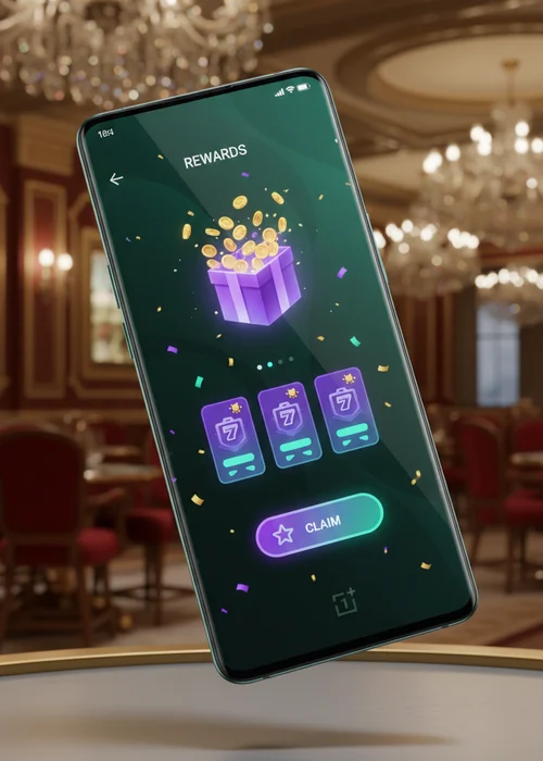 Interface High Casino affichant un grand bonus de bienvenue avec des pièces d'or et des tours gratuits, symbolisant les promotions excitantes du site et la générosité des offres.