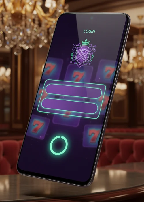 Interface de connexion sécurisée de High Casino, avec champs pour l'email et le mot de passe, symbolisant un accès rapide et protégé.